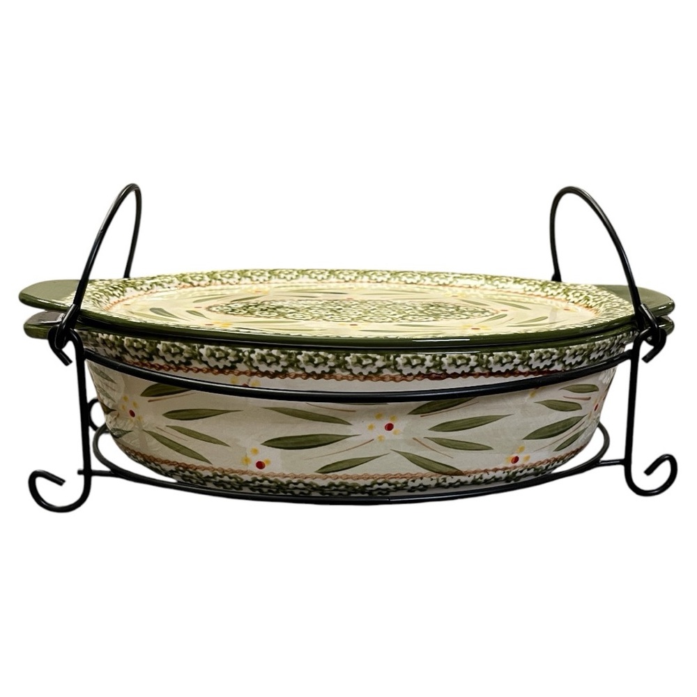 Temptations Old World 2.5 Quart Vintage Oval Covered Baking Dish Four Pi…